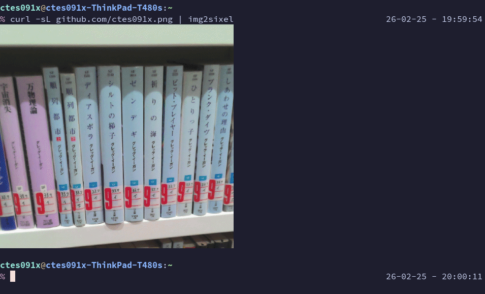 Sixelによって画像を表示したfootの画面